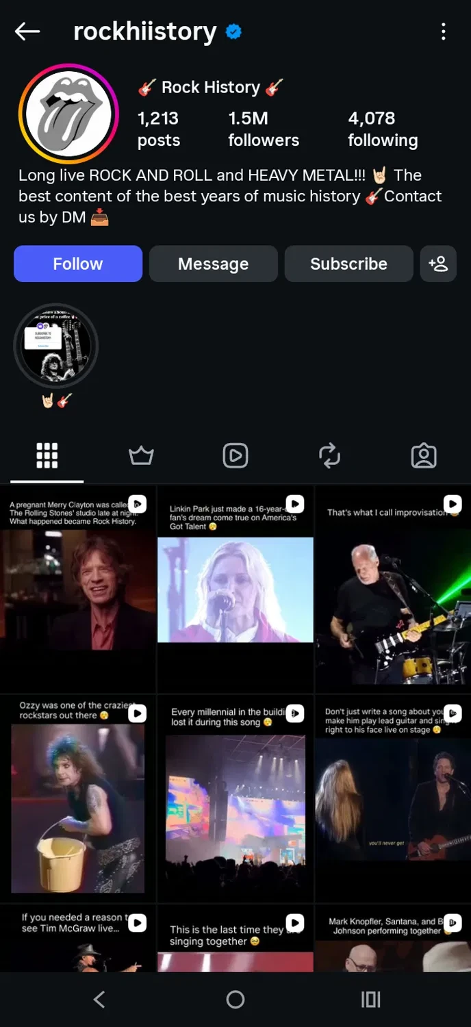 @rockhiistory Instagram profile