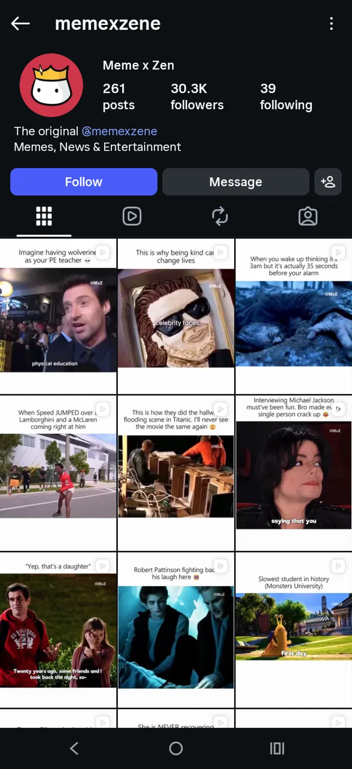 @memexzene Instagram profile